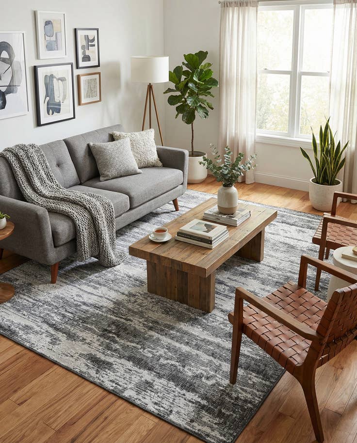 Detail image of 7' 10 x 11' Easy-Clean Modern Indoor / Outdoor Rug