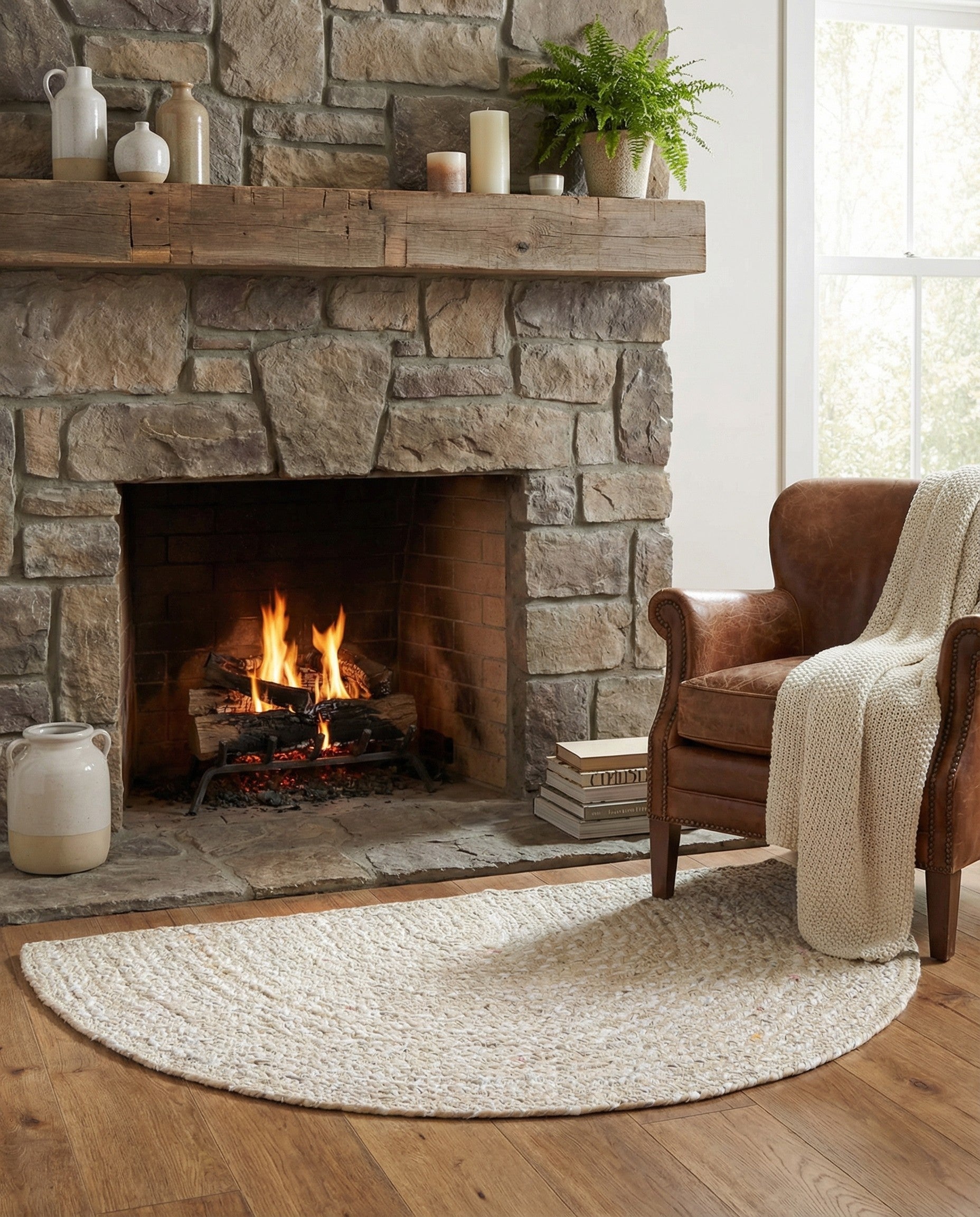  2' 2 x 3' 7  Hand Braided Chindi Hearth Rug