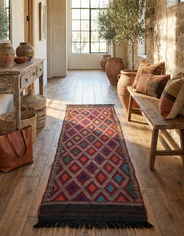 2' 5 x 8' 6 Hand Knotted Kilim Fars Persian Wool Runner Rug