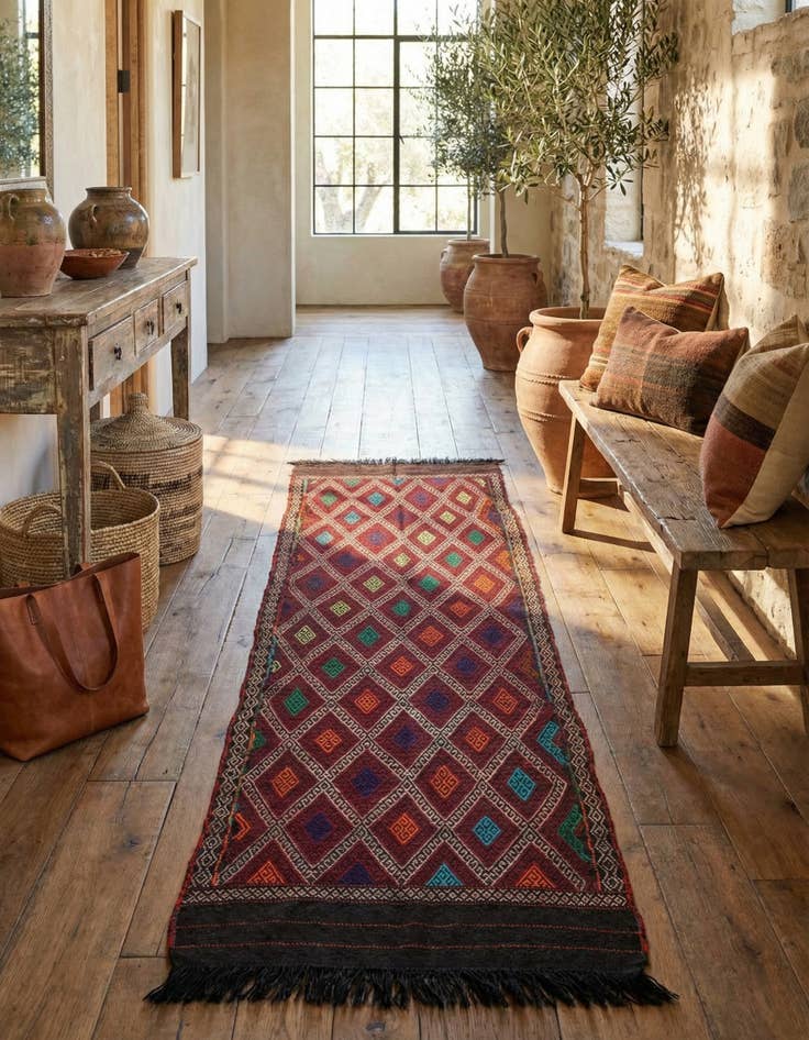 Detail image of 2' 5 x 8' 6  Hand Knotted Kilim Fars Persian Wool Runner Rug