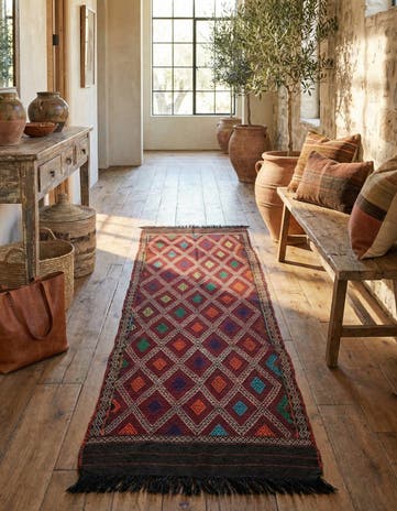 2' 5 x 8' 6 Hand Knotted Kilim Fars Persian Wool Runner Rug