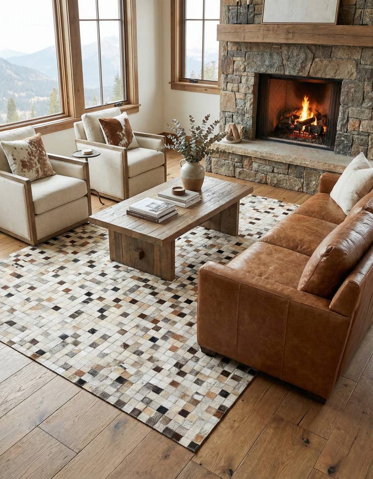 Detail image of 5' x 7' 10 Cowhide Stocks Rug