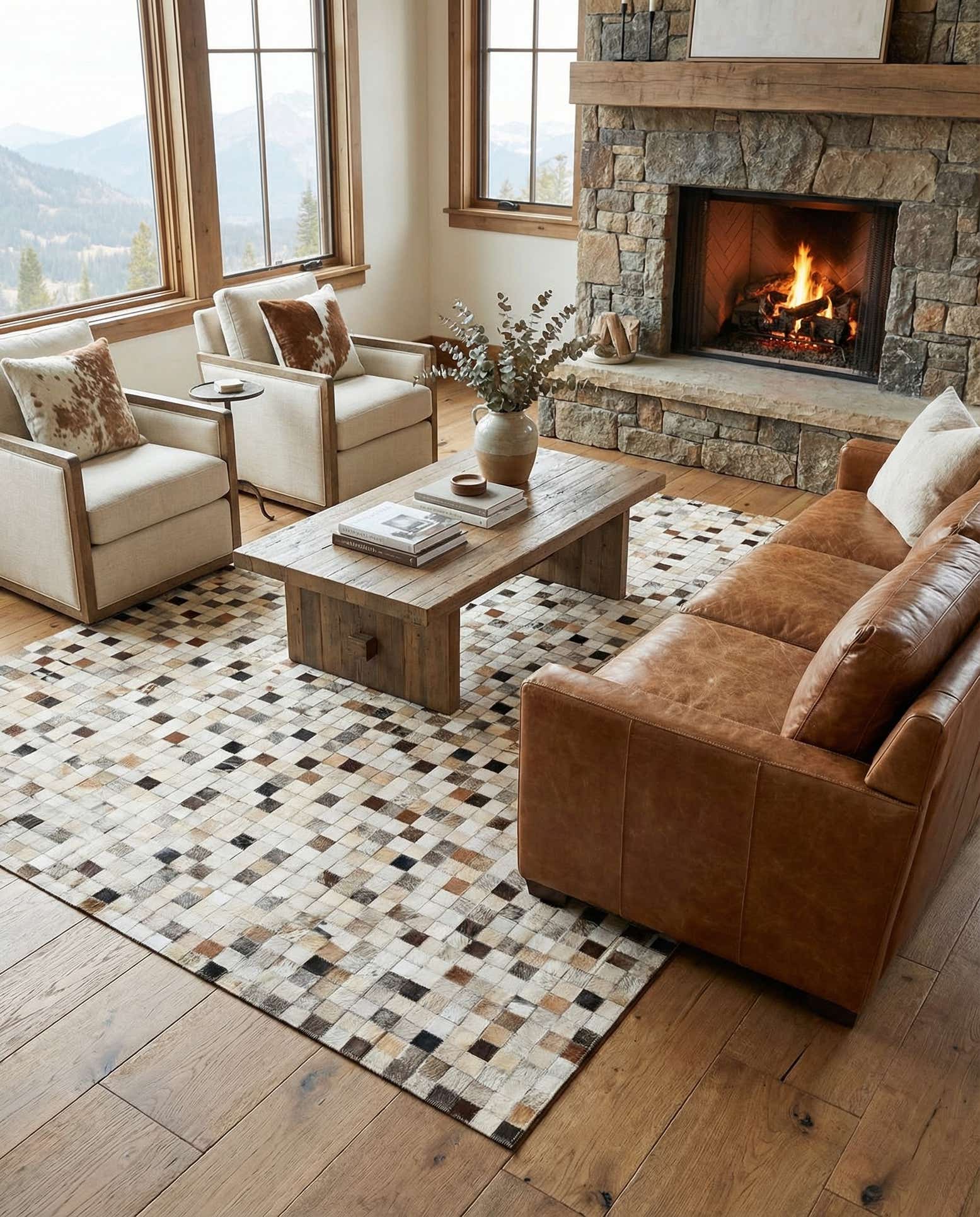 5' x 7' 10 Cowhide Stocks Rug