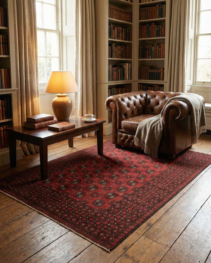 4' 10 x 6' 5 Hand Knotted Afghan Akhche Wool Rug