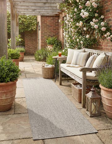 Light Gray Easy-Clean Solid Indoor / Outdoor Runner Rug