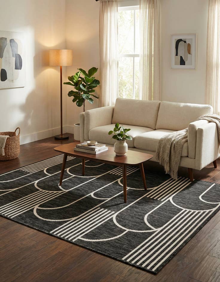 Detail image of  4' x 6'  Washable Modern Indoor / Outdoor Rug