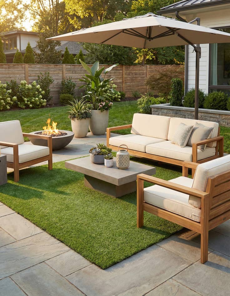 Detail image of 7' 10 x 7' 10  Washable Grass Indoor / Outdoor Square Rug