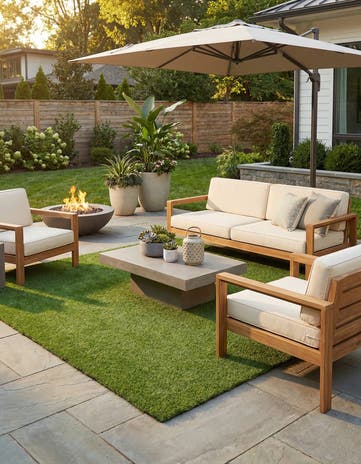 Green Easy-Clean Grass Indoor / Outdoor Square Rug