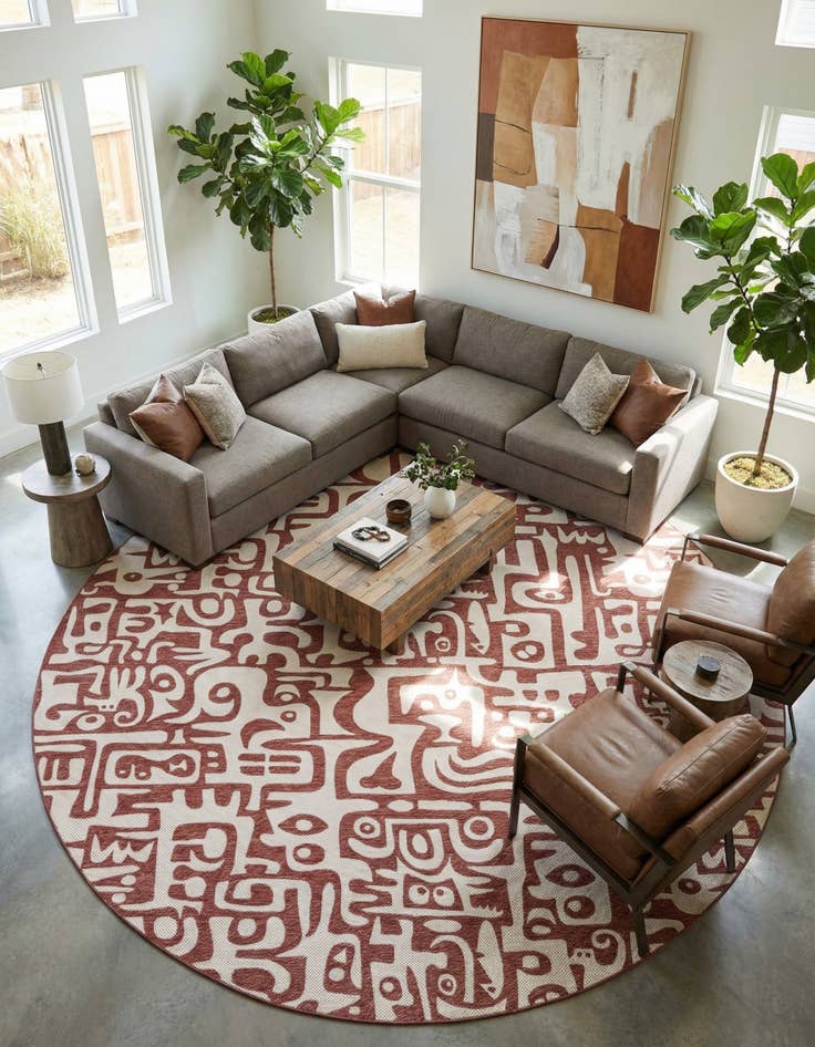 Detail image of 13' x 13' Easy-Clean Modern Indoor / Outdoor Round Rug