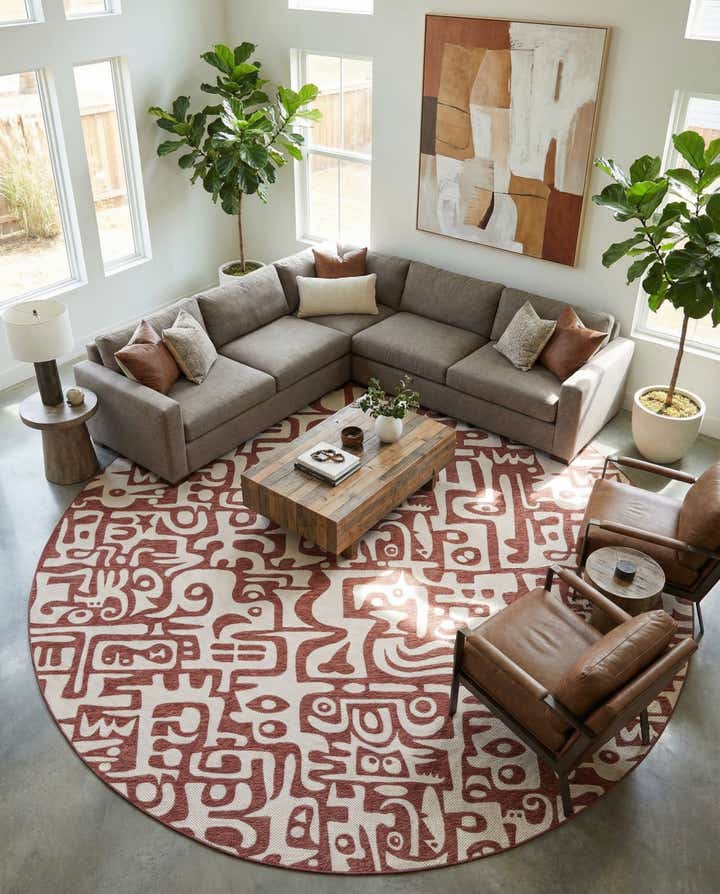 13' x 13' Easy-Clean Modern Indoor / Outdoor Round Rug