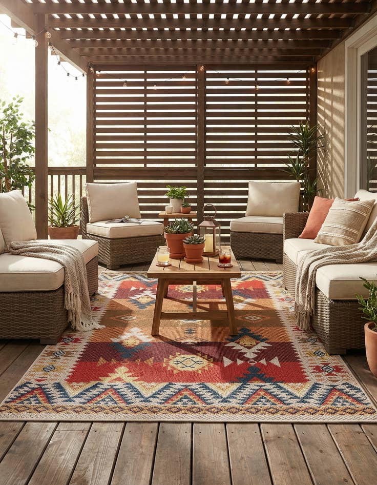 Detail image of 5' 3 x 8'  Washable Baja Indoor / Outdoor Rug