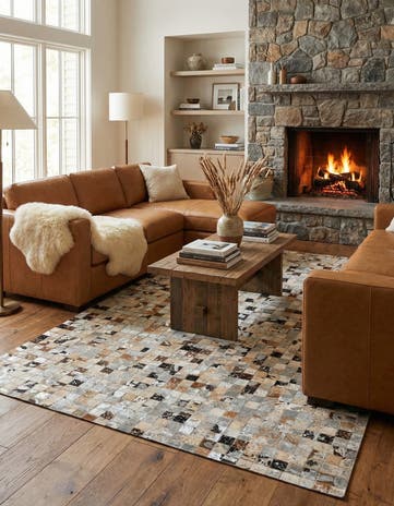 5' x 7' 3 Cowhide Stocks Rug