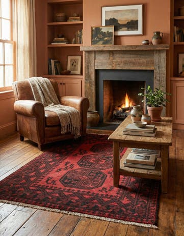 3' 2 x 4' 9 Hand Knotted Afghan Akhche Wool Rug