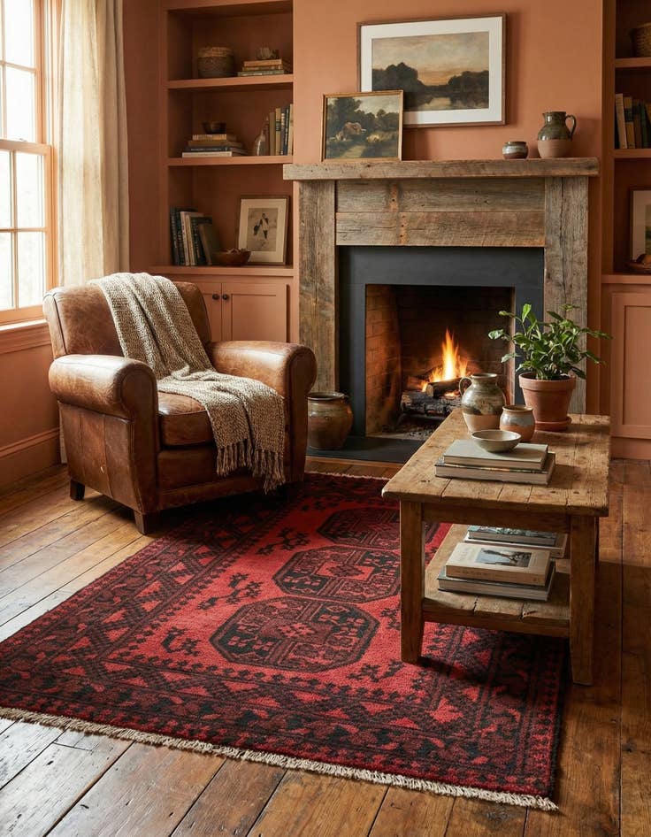 Detail image of  3' 2 x 4' 9  Hand Knotted Afghan Akhche Wool Rug