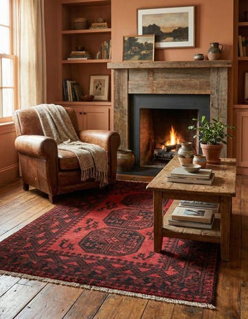 3' 2 x 4' 9 Hand Knotted Afghan Akhche Wool Rug