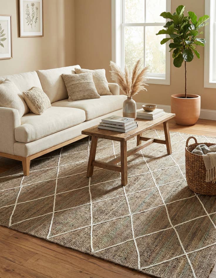 Detail image of  9' x 12' 2  Hand Braided Jute Rug