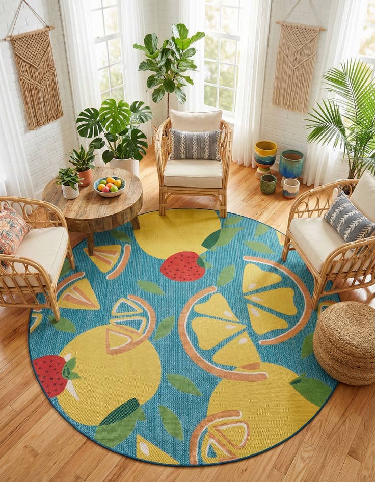 Detail image of 10' x 10'  Washable Baja Indoor / Outdoor Round Rug