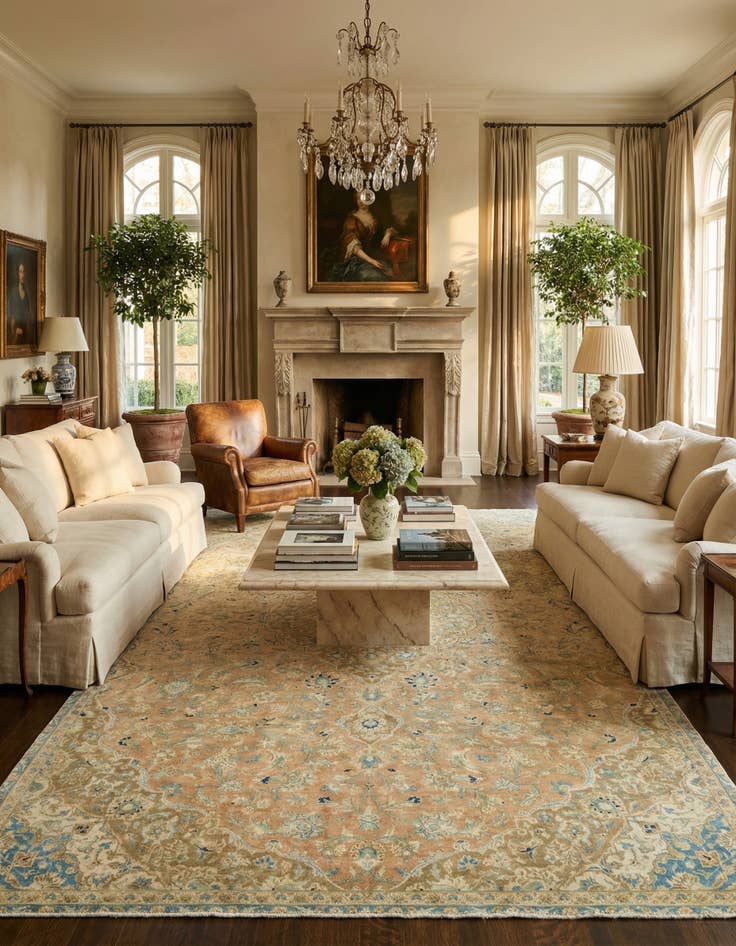 Detail image of 6' 9 x 11' 5  Hand Knotted Ultra Vintage Persian Wool Rug