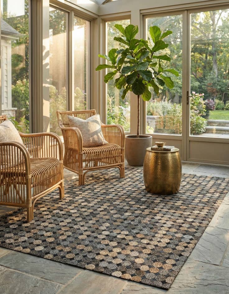 Detail image of 5' 2 x 7' 8 Cowhide Leather Rug