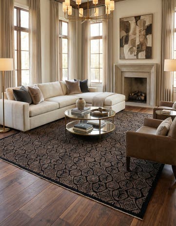 12' 7 x 15' 6 Hand Knotted Darya Wool Rug