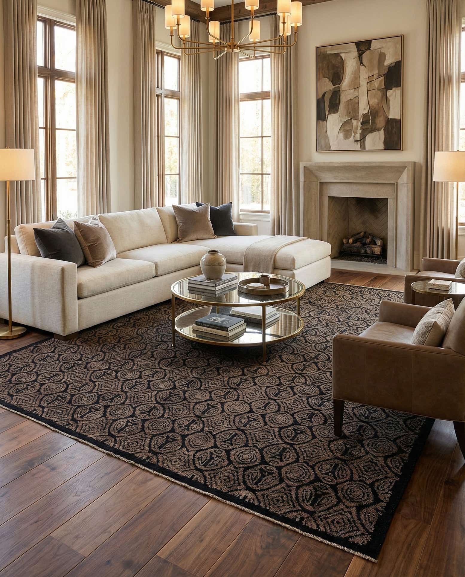 12' 7 x 15' 6 Hand Knotted Darya Wool Rug