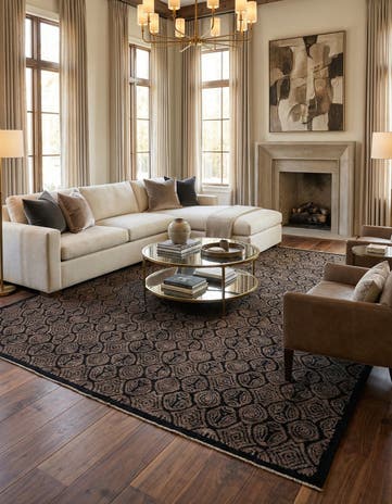 12' 7 x 15' 6 Hand Knotted Darya Wool Rug