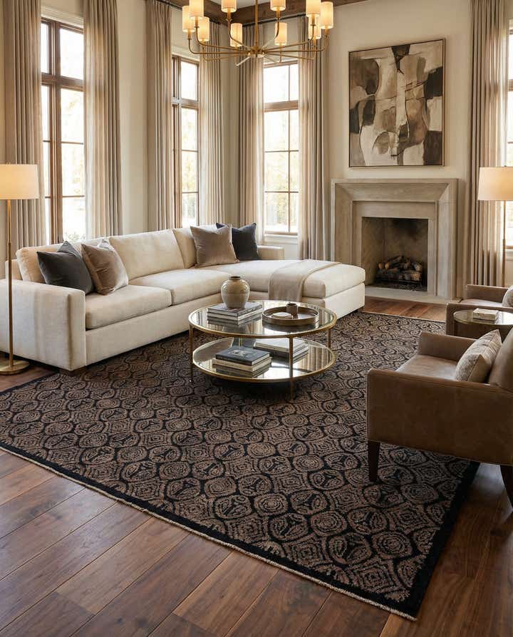 12' 7 x 15' 6 Hand Knotted Darya Wool Rug