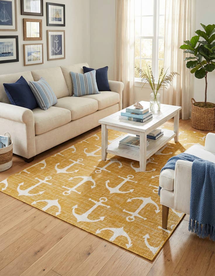 Detail image of 4' x 6'  Washable Coastal Indoor / Outdoor Rug