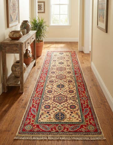 2' 9 x 9' 9 Hand Knotted Kazak Runner Rug