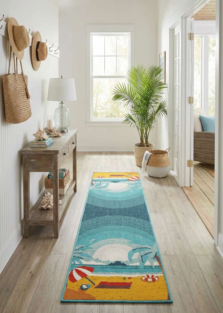 2' x 6' Easy-Clean Coastal Indoor / Outdoor Runner Rug