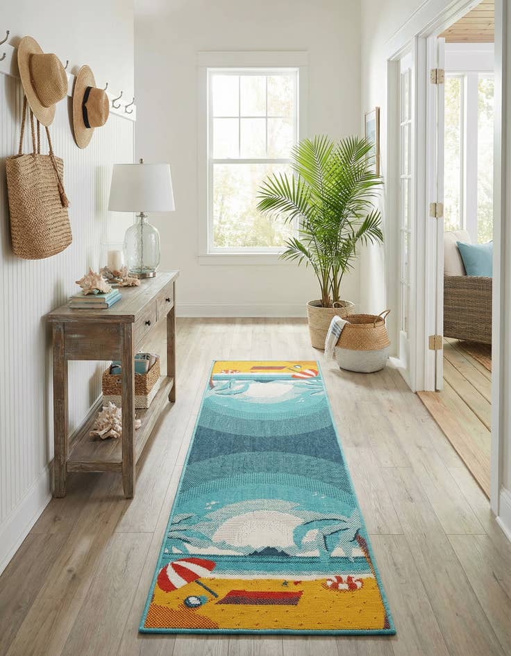 Detail image of 2' x 6'  Washable Coastal Indoor / Outdoor Runner Rug