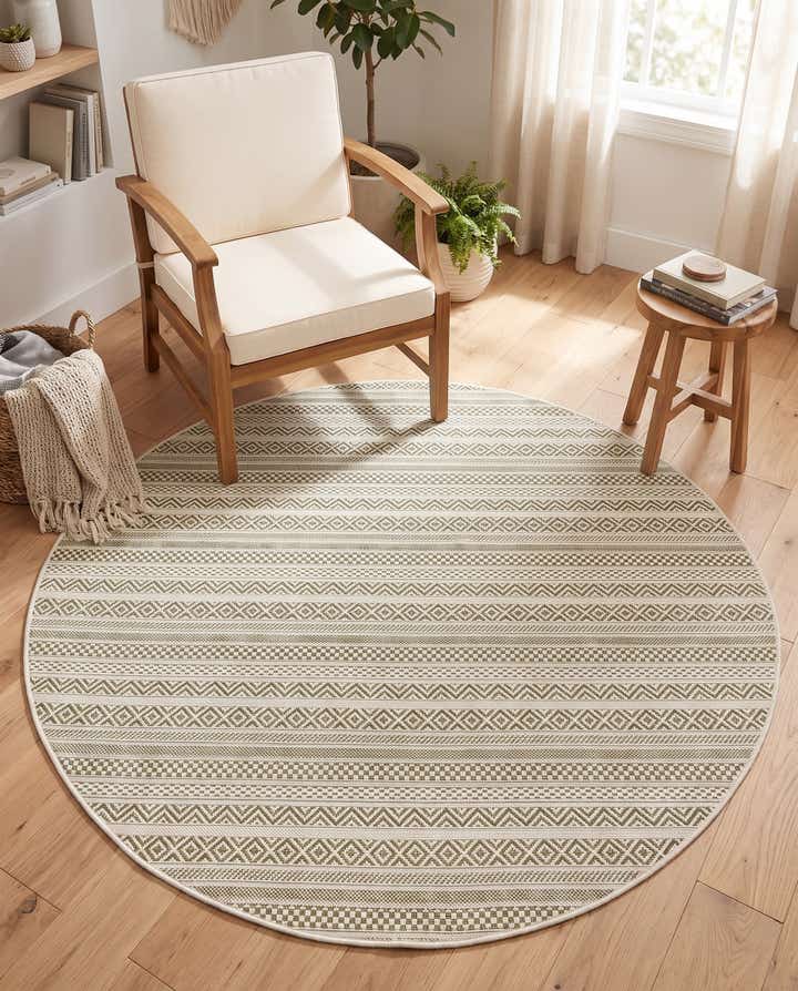 160cm x 160cm Leicht zu reinigen Striped Innen- / Aussenbereich Rund Teppich