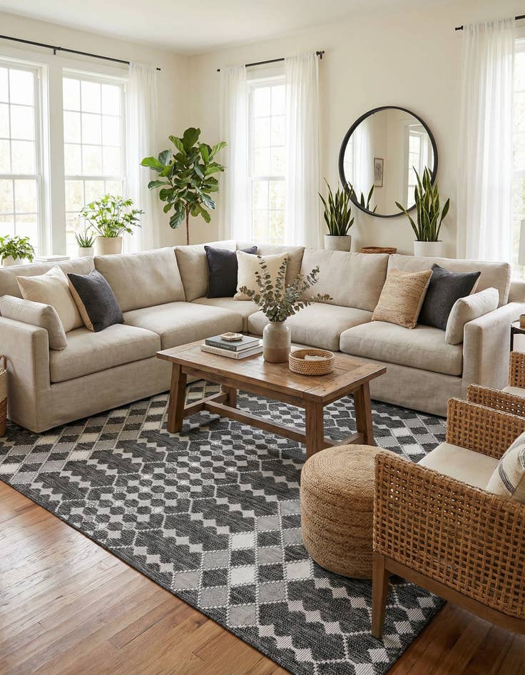 Detail image of 9' x 12'  Washable Trellis Indoor / Outdoor Rug