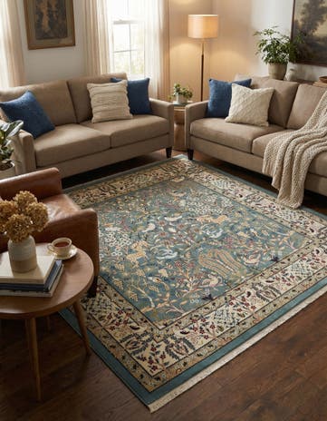 Blue Nain Design Square Rug