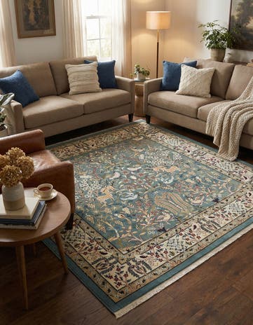 Blue Nain Design Square Rug