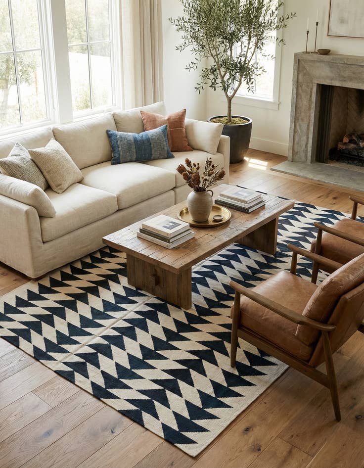 Detail image of 6' 9 x 9' 6  Hand Woven Kilim Modern Wool Rug