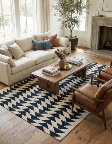 6' 9 x 9' 6 Hand Woven Kilim Modern Wool Rug
