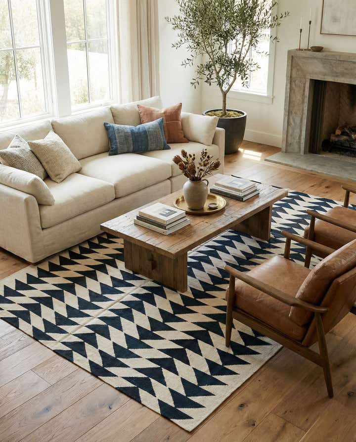 6' 9 x 9' 6 Hand Woven Kilim Modern Wool Rug