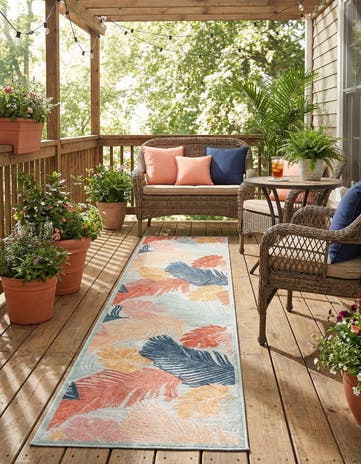 2' 7 x 12' Easy-Clean Botanical Indoor / Outdoor Runner Rug