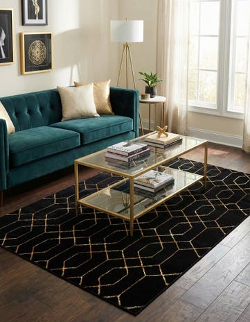 Black and Gold Marilyn Monroe&trade; Glam Trellis Rug
