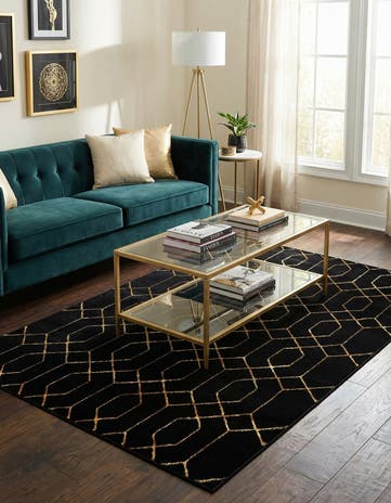 Black and Gold Marilyn Monroe™ Glam Trellis Rug