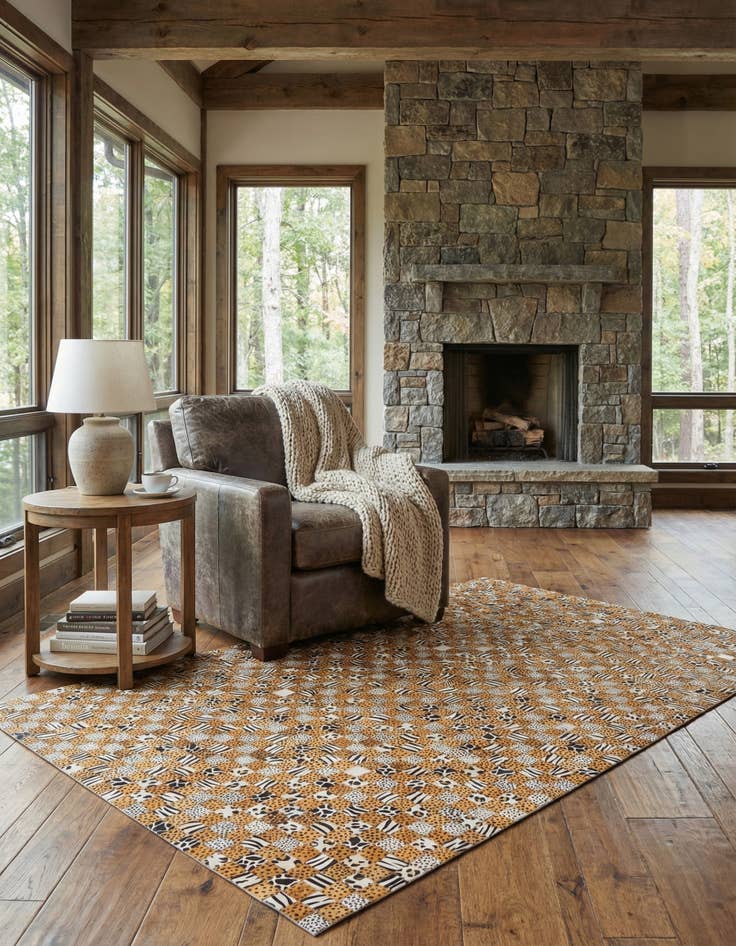 Detail image of 5' 1 x 8' Cowhide Leather Rug