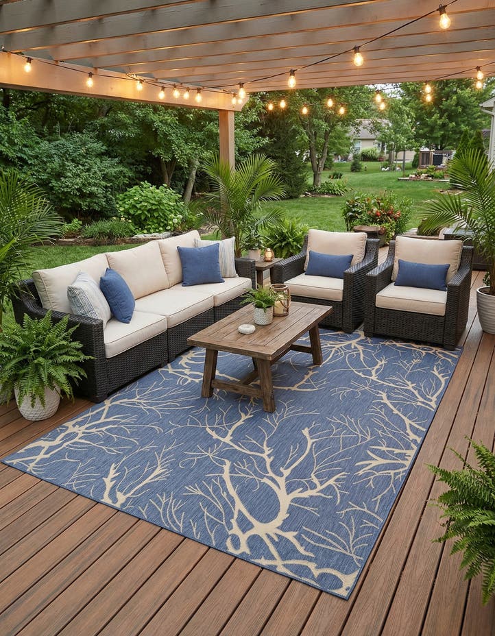 8' x 11' 4 Easy-Clean Botanical Indoor / Outd...