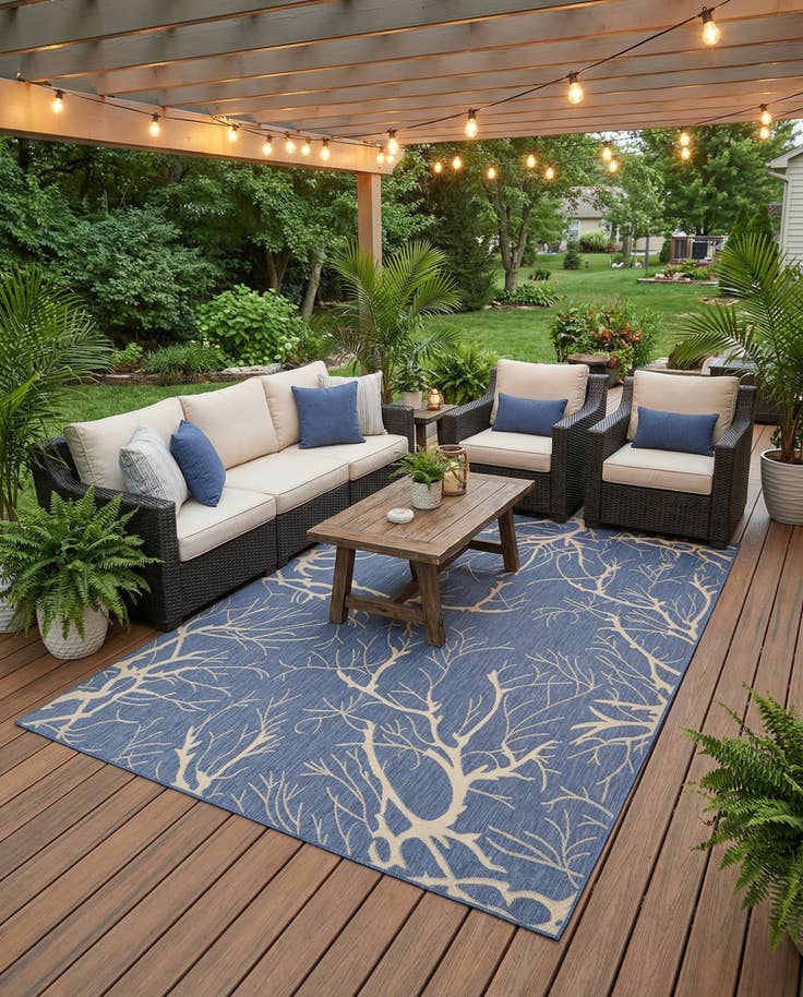 Detail image of 8' x 11' 4 Easy-Clean Botanical Indoor / Outdoor Rug