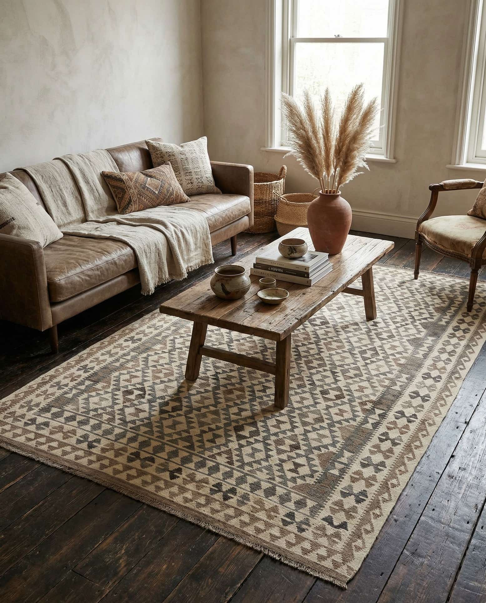 6' 7 x 10' Hand Woven Kilim Maymana Wool Rug