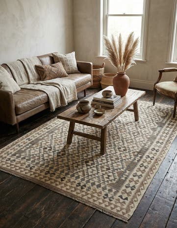 6' 7 x 10' Hand Woven Kilim Maymana Wool Rug