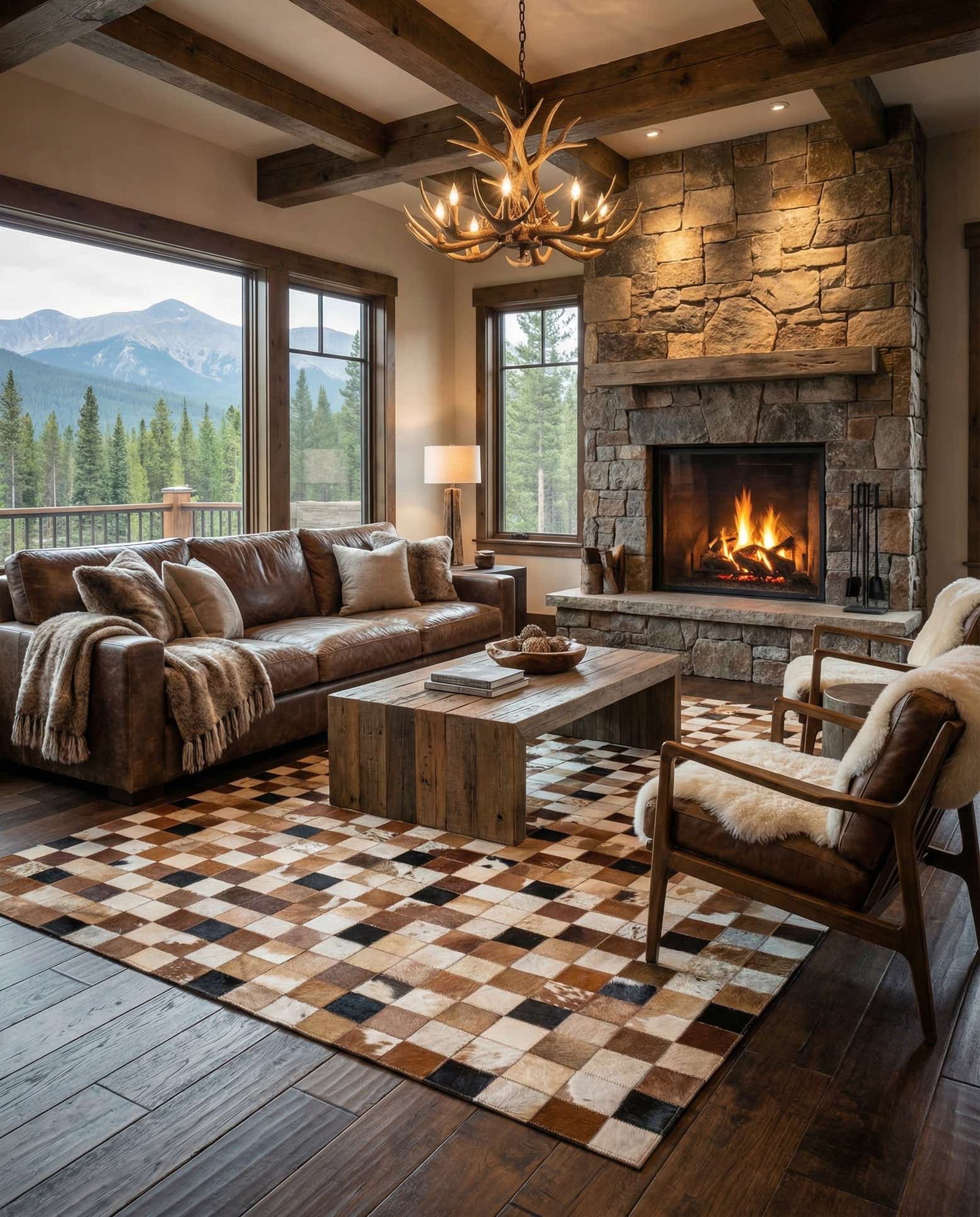 5' 1 x 8' Cowhide Leather Rug