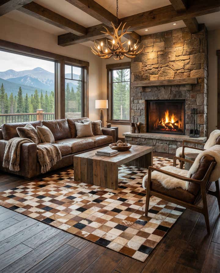 5' 1 x 8' Cowhide Leather Rug