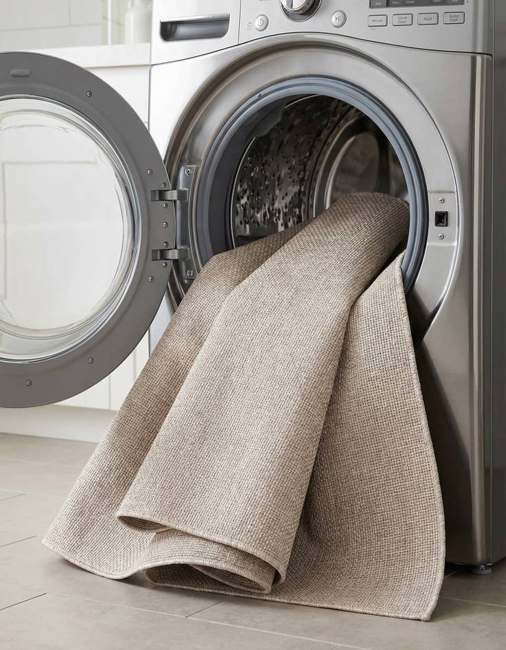 Detail image of 6' 1 x 6' 1  Washable Solid Indoor / Outdoor Square Rug