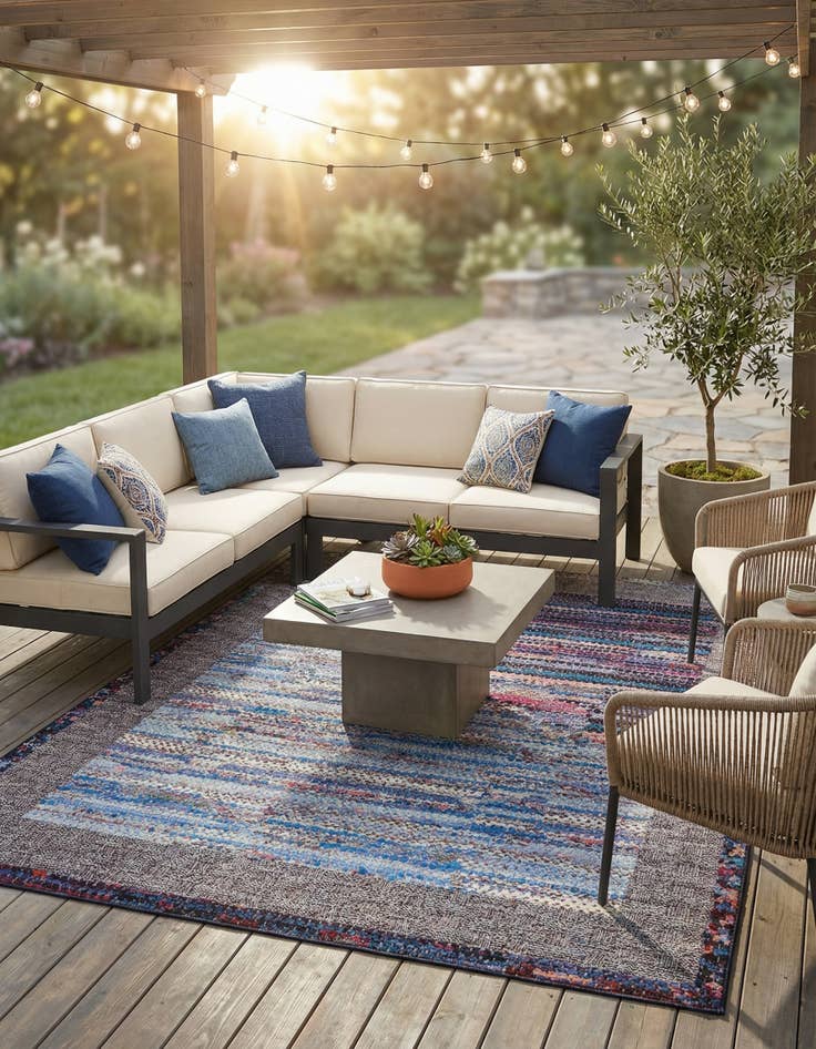 Detail image of 7' 10 x 10' Easy-Clean Modern Indoor / Outdoor Rug